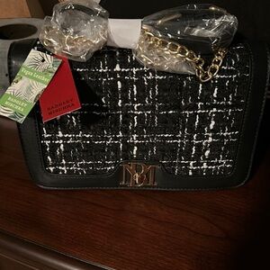 Badgley Mischka Black and White Crossbody Bag